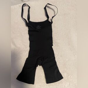 Skims black open bust bodysuit with built-in shorts size small